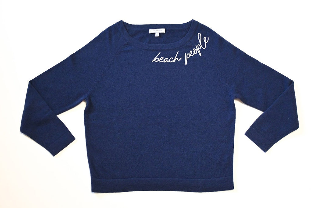 Ladies 100% Cashmere Boatneck Sweater Navy 3