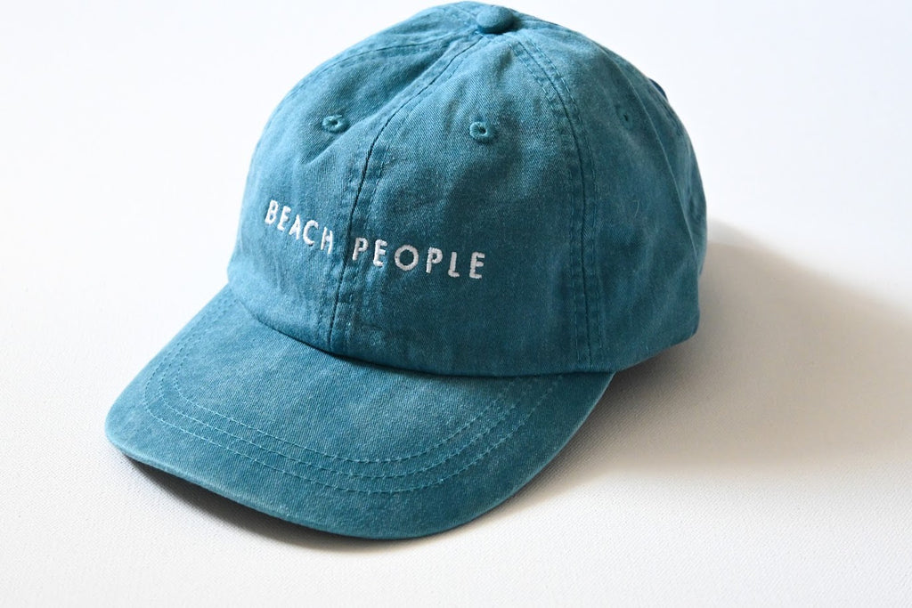 Embroidered Vintage Dad Hat w/ Leather Strap Teal2
