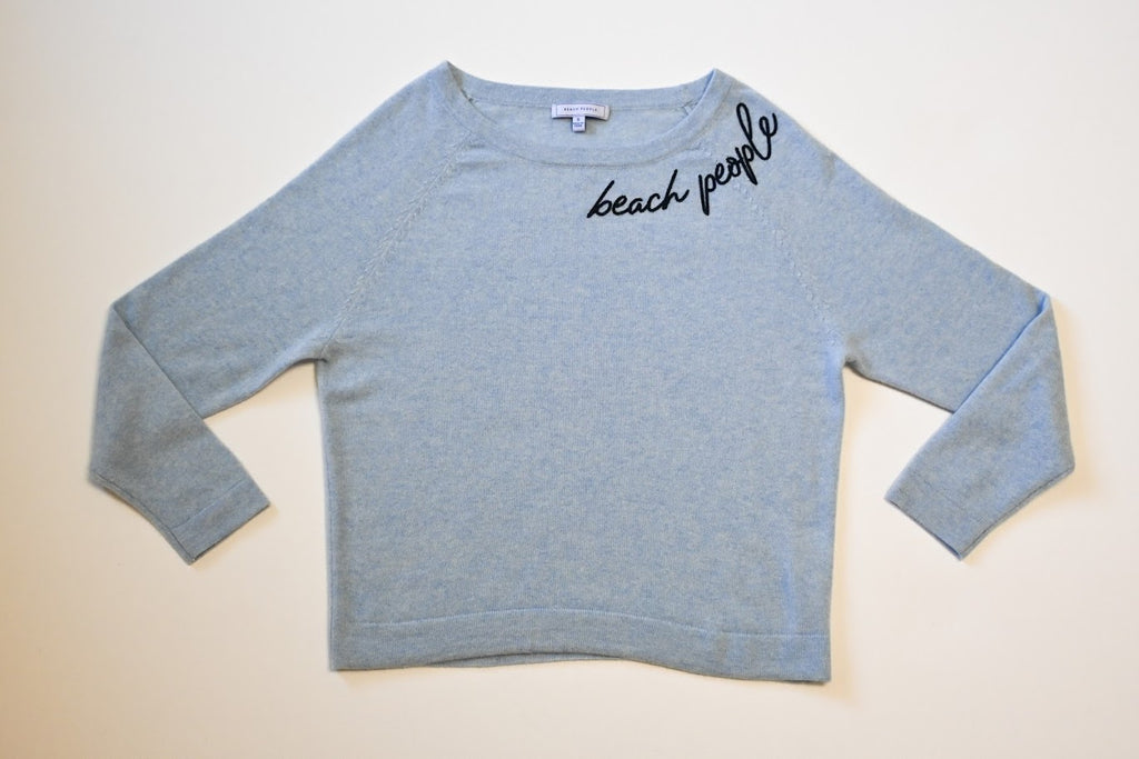 Ladies 100% Cashmere Boatneck Sweater Light Blue 3