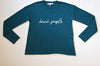 Ladies 100% Cashmere Rolled Hem Crew Neck Sweater Bluish Green 2